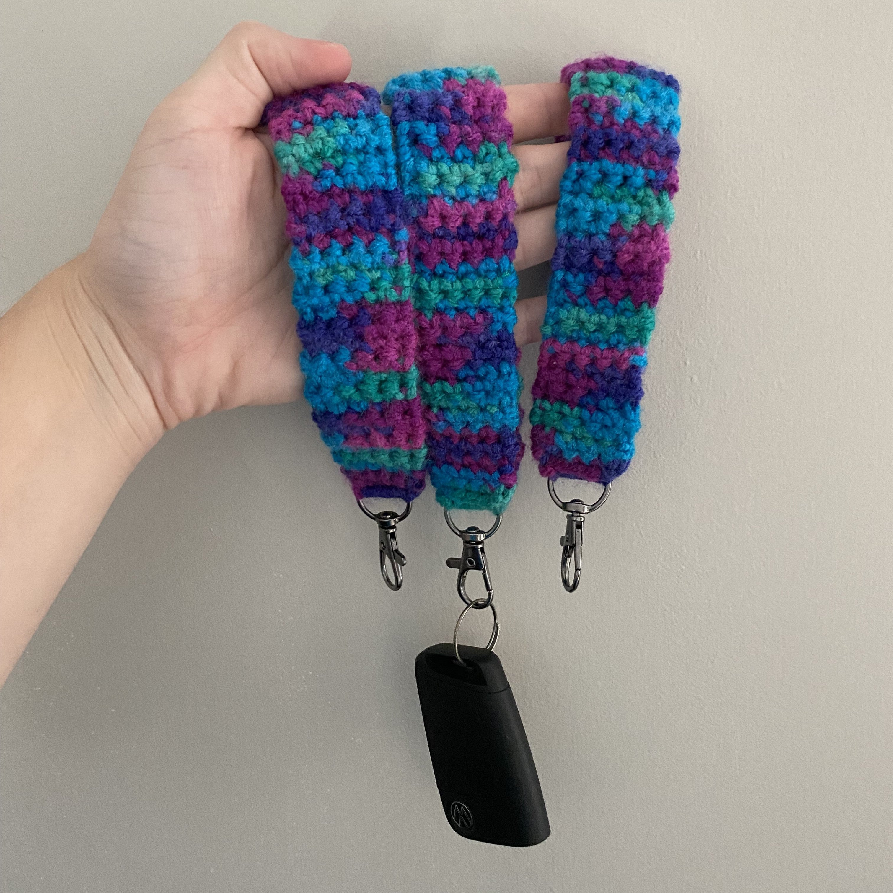 Crochet Keychain Blue and Pink
